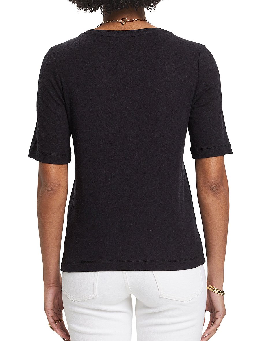 Esprit Casual - Linen blend t-shirt - rudens drabužiai - black - 2