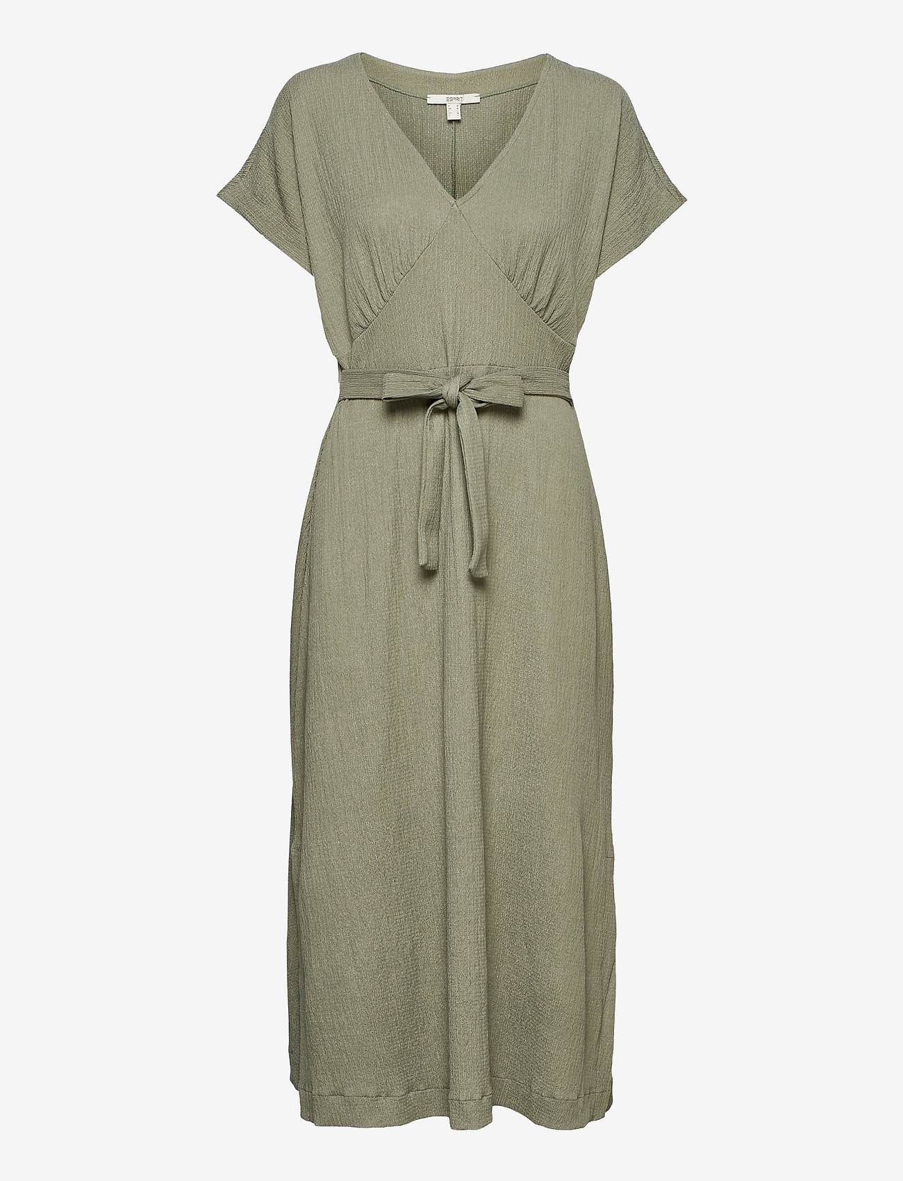 Esprit Casual - Recycled: midi dress with a tie-around belt - light khaki - 0