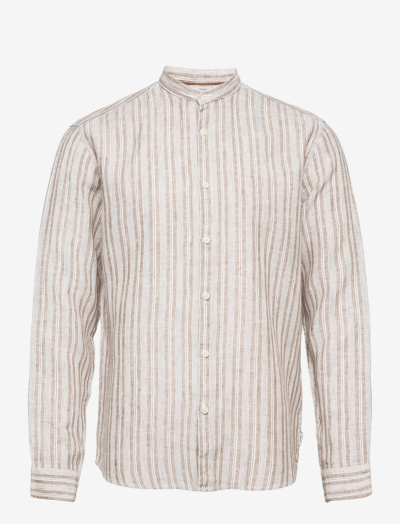 Esprit Casual - Made of linen: striped shirt with a stand-up collar - camel 2 - 0