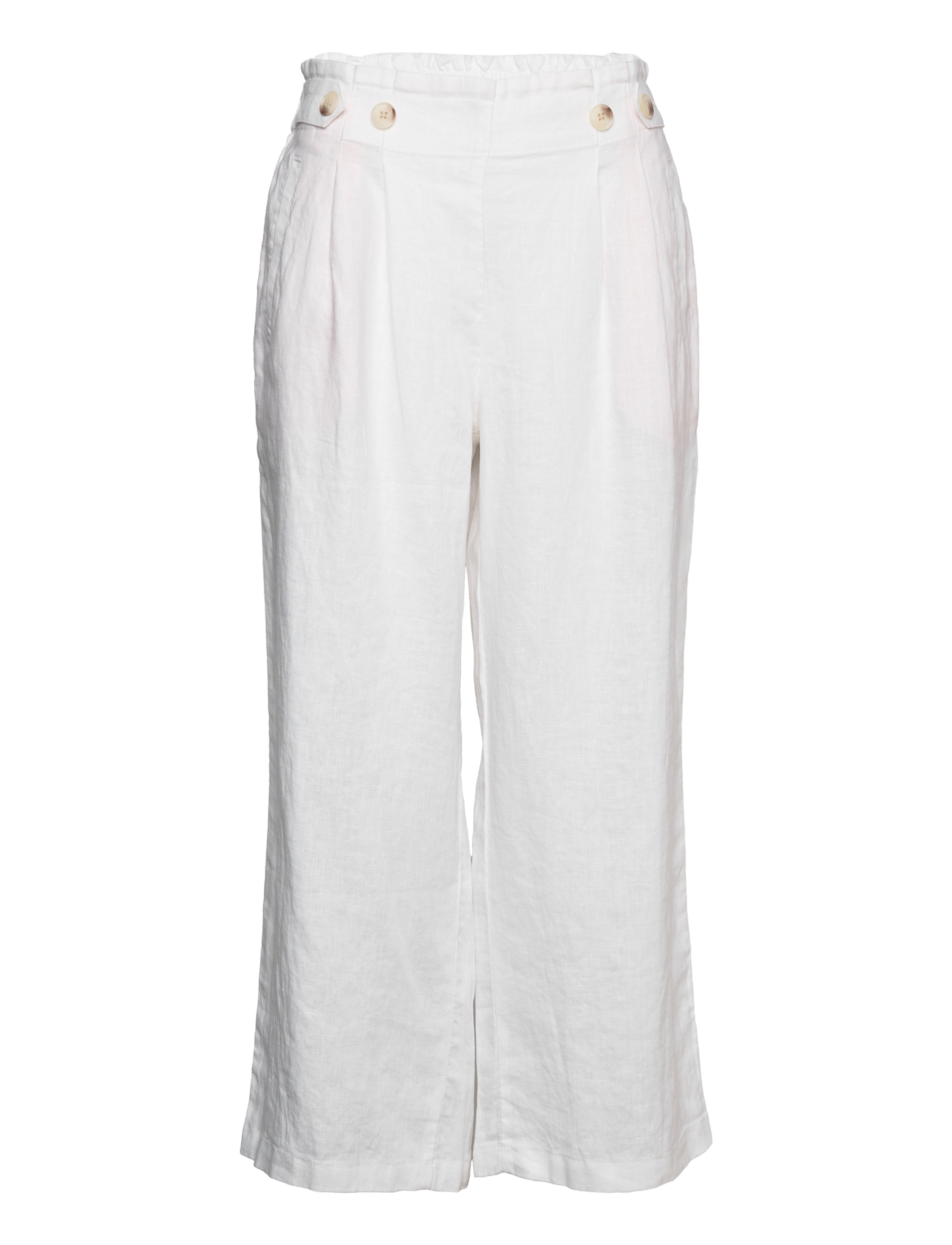 Linen trousers with cropped legs
