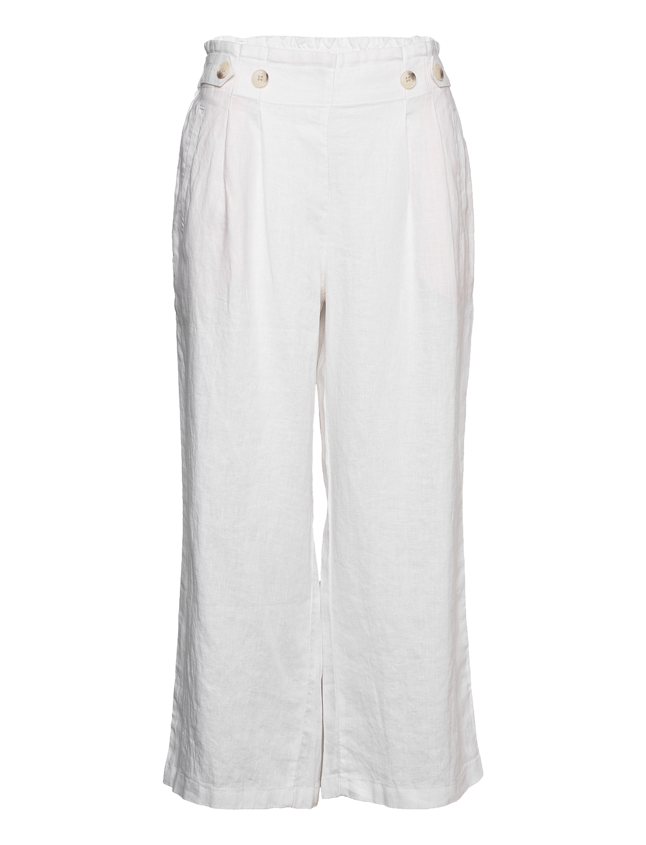 Linen trousers with cropped legs