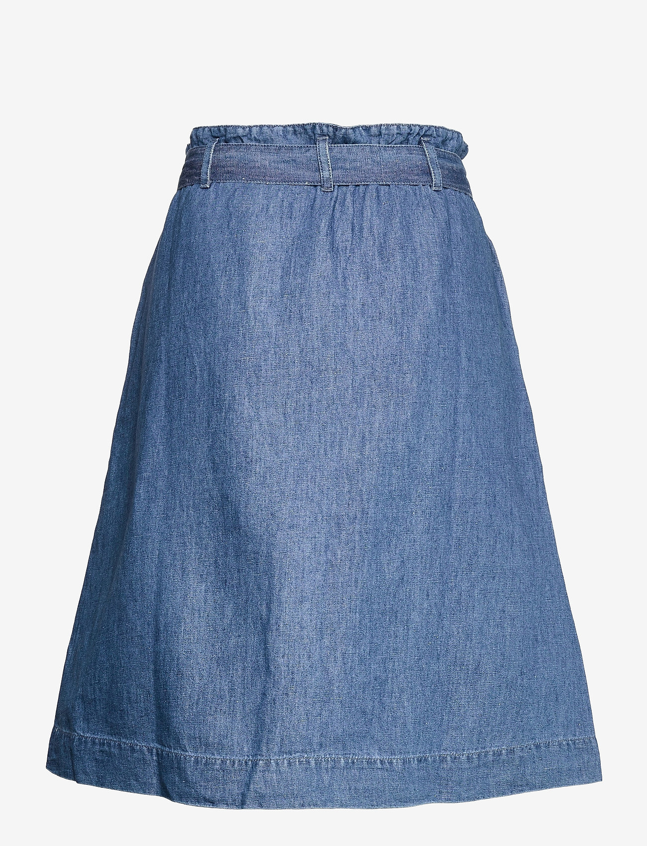 Esprit Casual - Linen blend: paperbag-style denim skirt - blue medium wash - 1