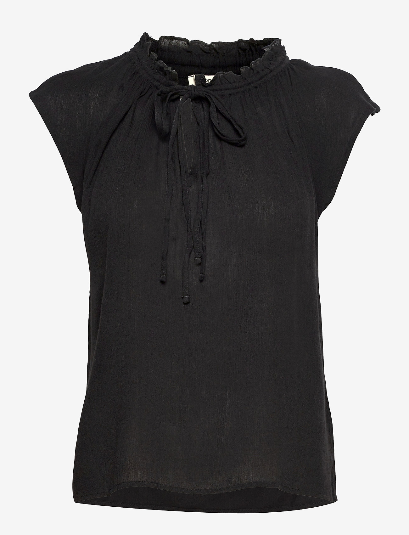 Dainty crinkle blouse made of LENZING™ ECOVERO™ - BLACK