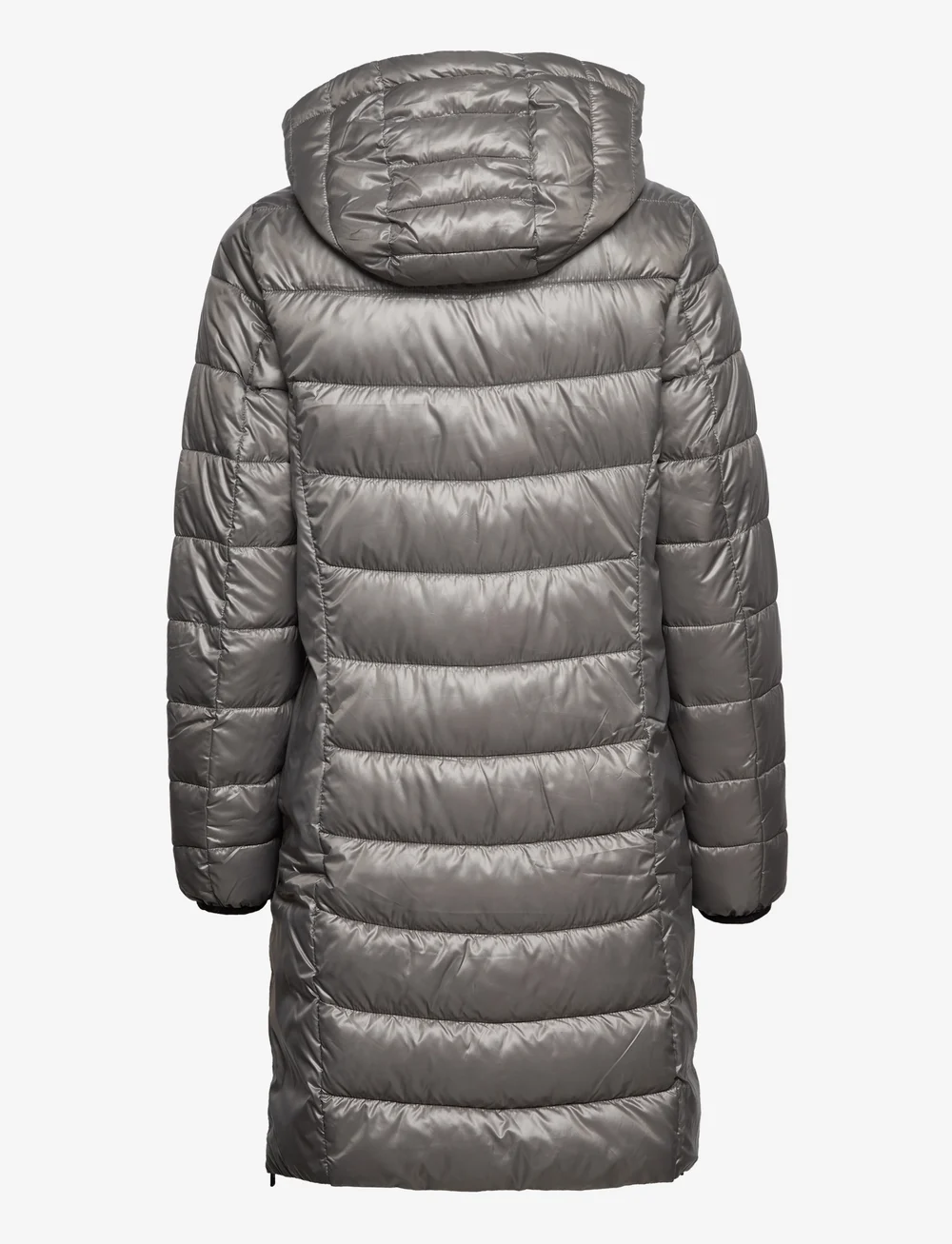 Quilted coat with detachable drawstring hood