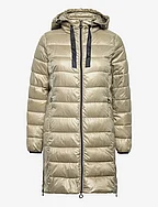 Quilted coat with detachable drawstring hood - PALE KHAKI