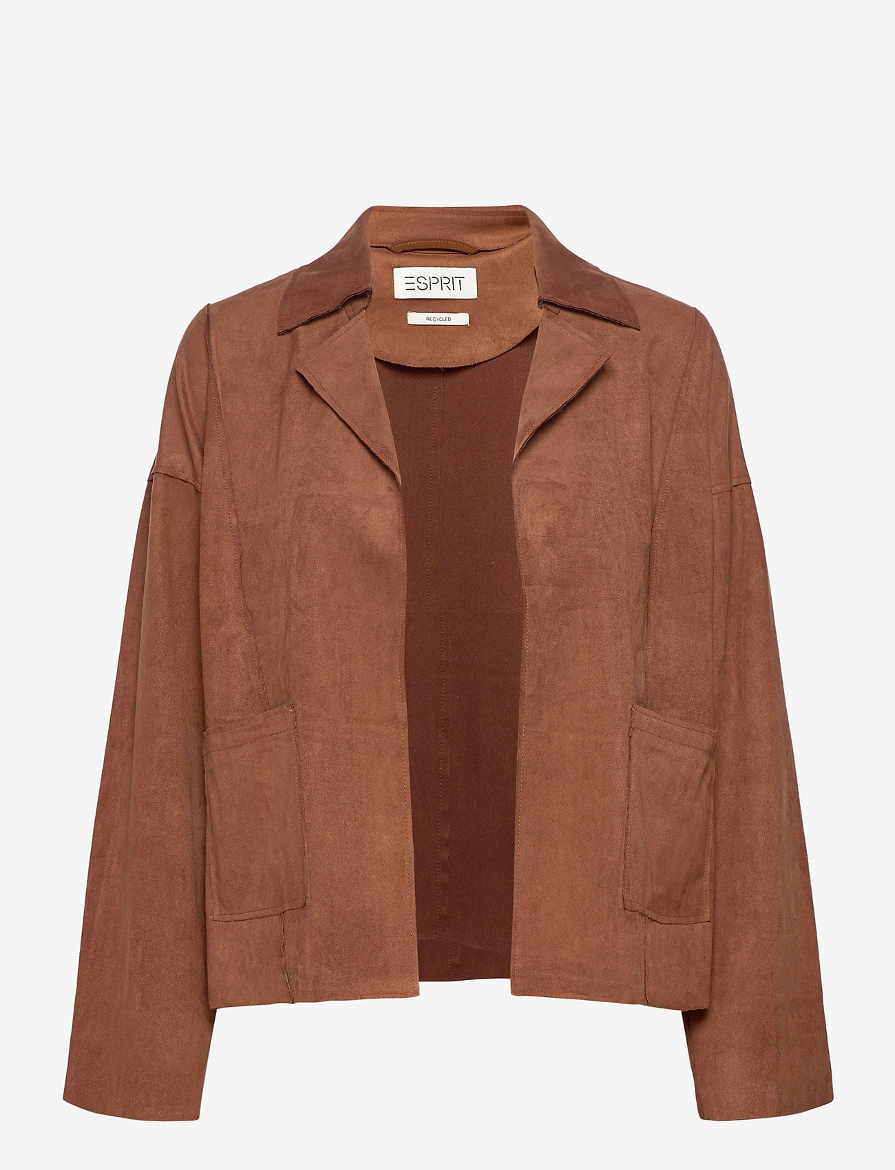 Esprit Casual - Recycled: faux suede jacket - brown - 0