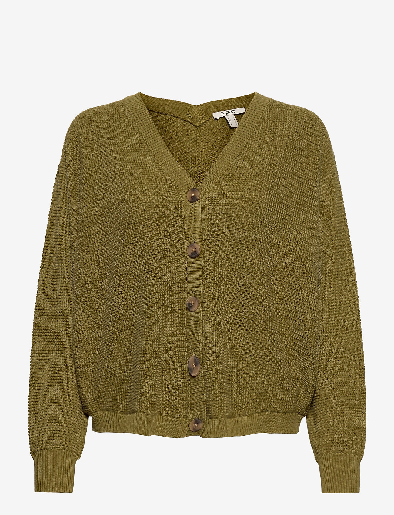 Esprit Casual - Textured cardigan with organic cotton - olive 5 - 0