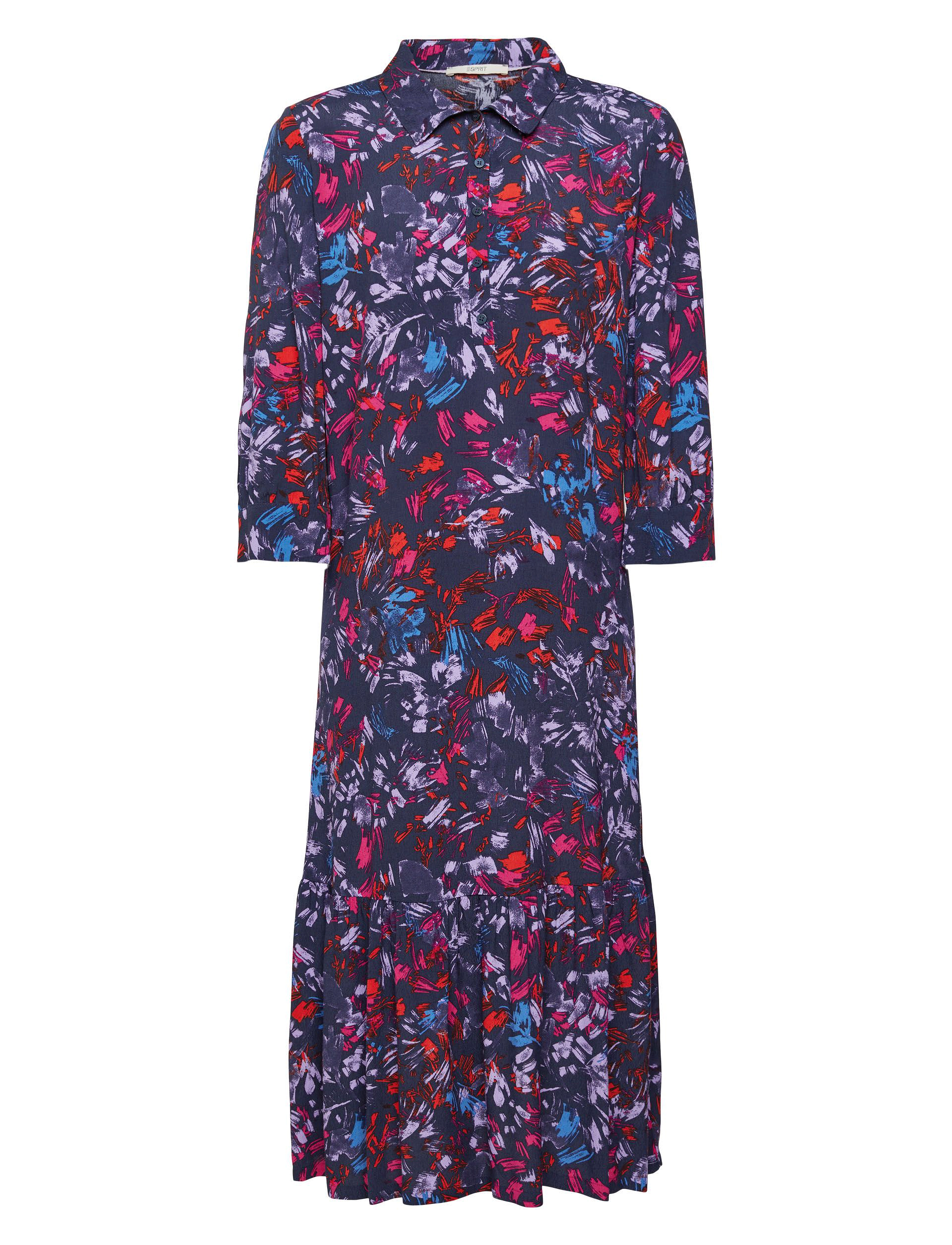 Esprit Casual Patterned button front dress - Esprit - NAVY 4 / navy