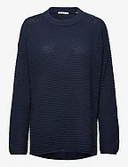 Textured knitted jumper - NAVY