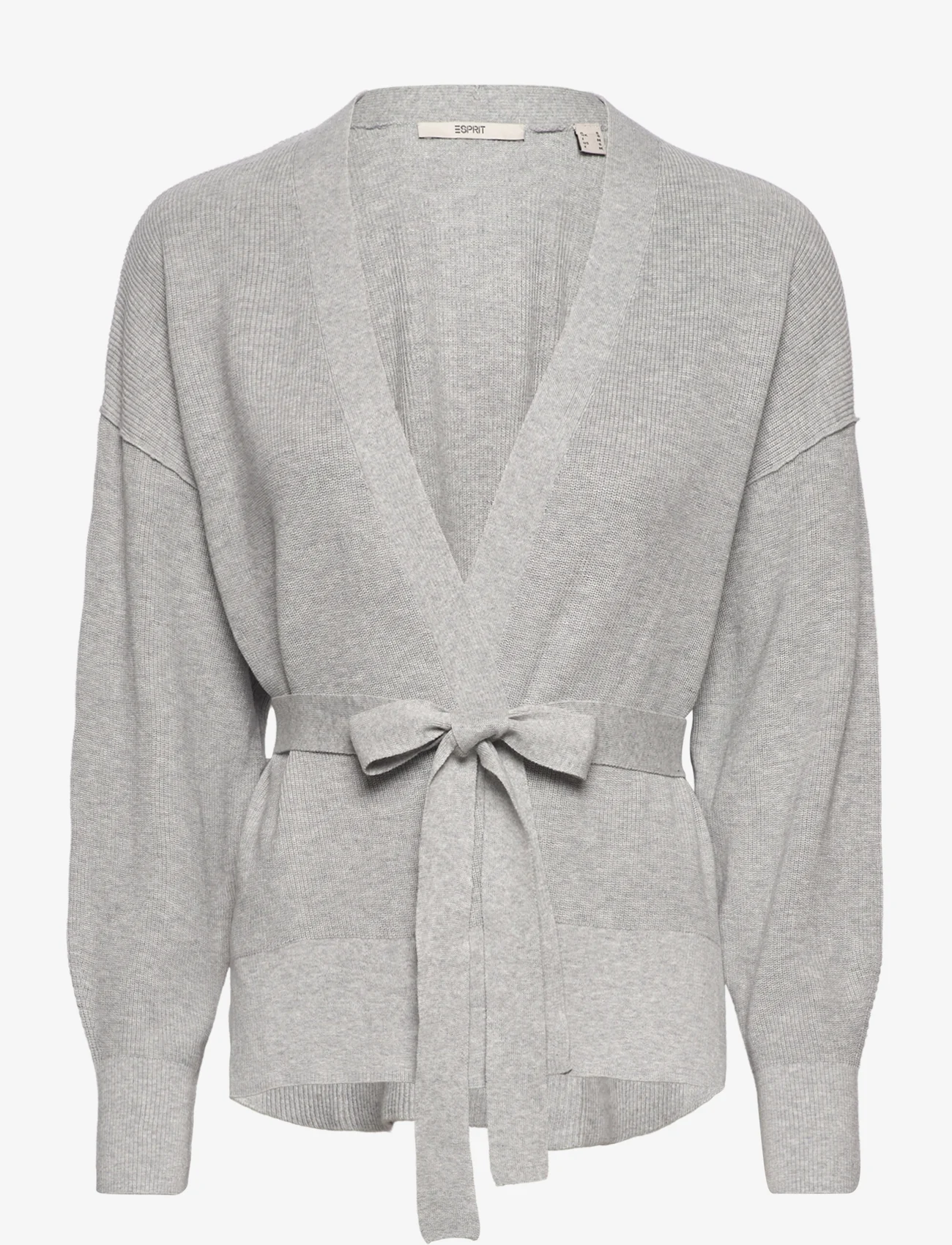 Esprit Casual - Knitted cardigan with tie belt - cardigans - light grey 5 - 0