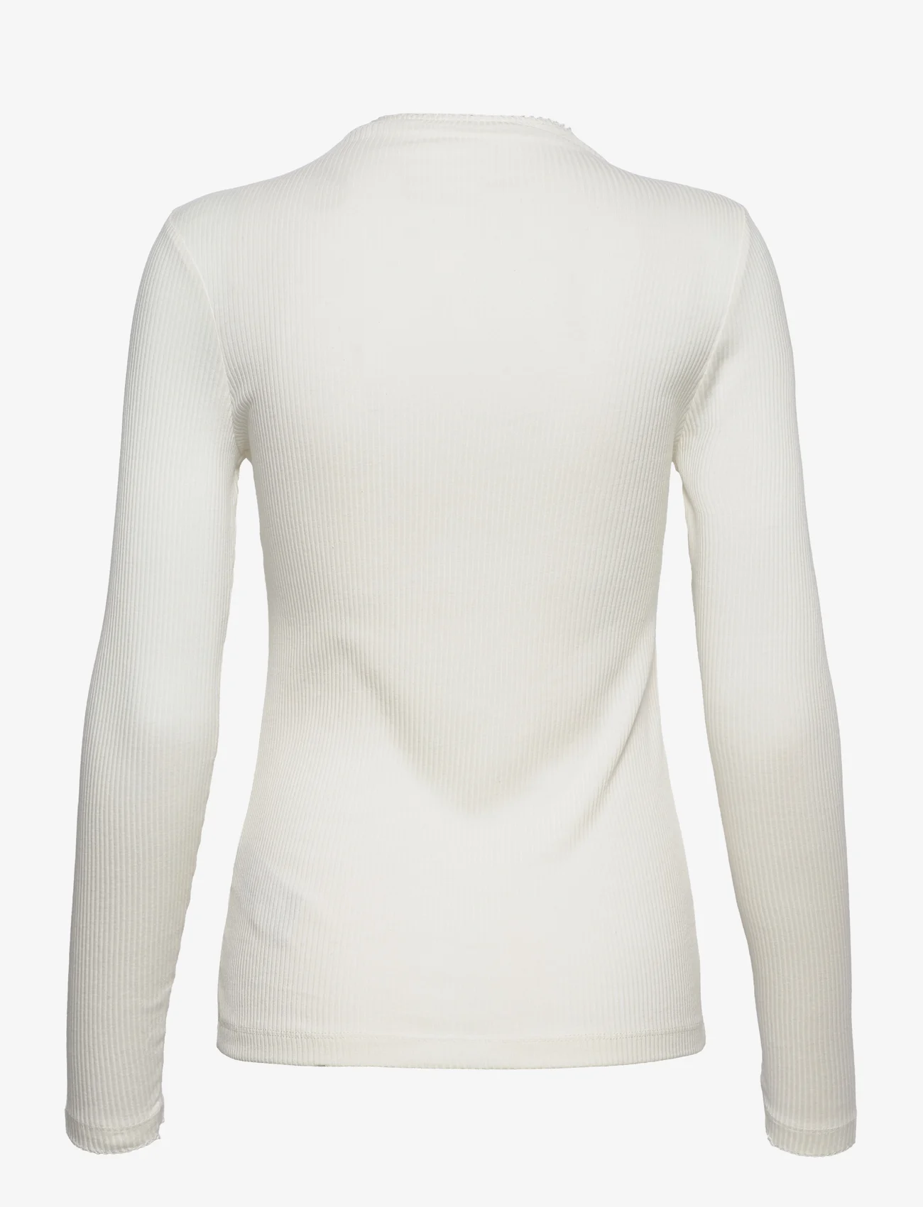Esprit Casual - Ribbed long sleeve top, cotton blend - langärmlige tops - off white - 1