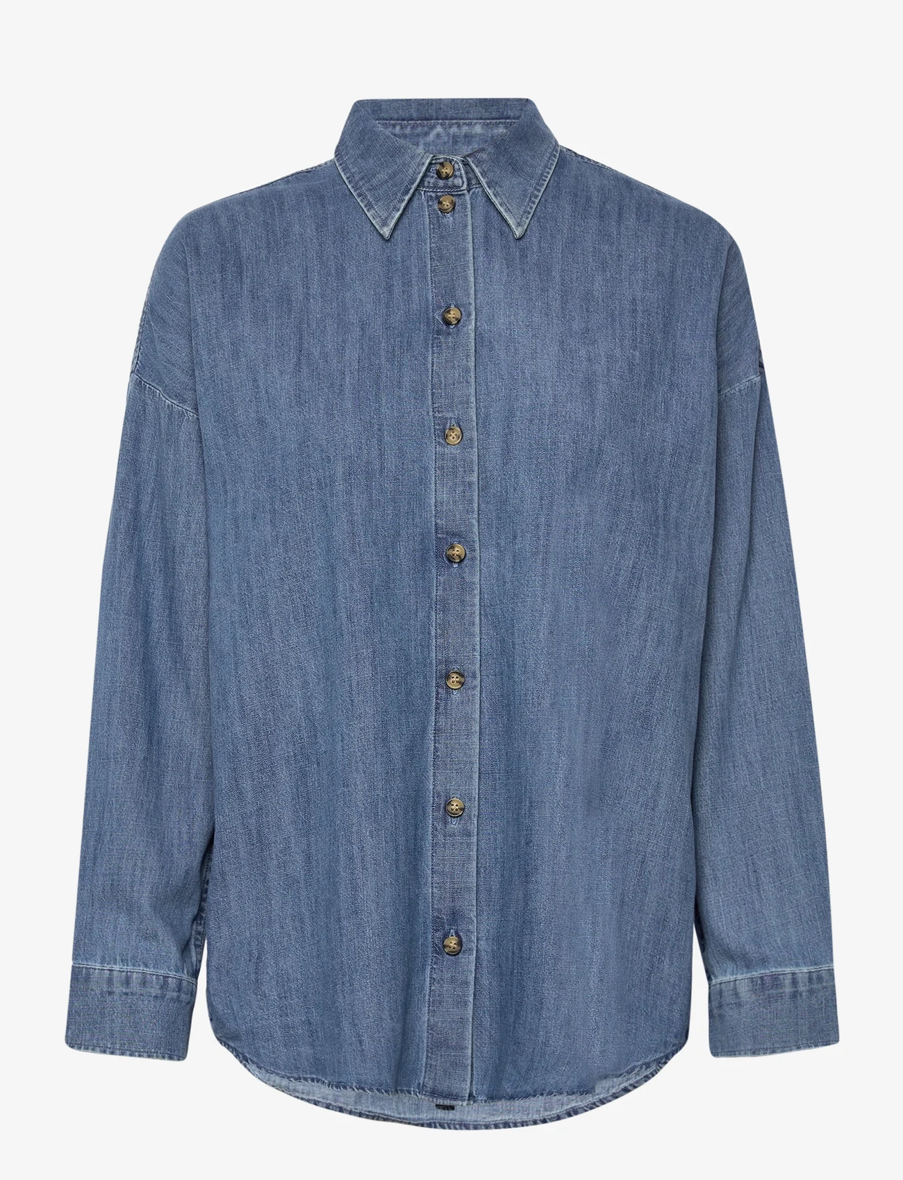 Esprit Casual - Women Blouses woven long sleeve - jeansskjortor - blue medium wash - 0
