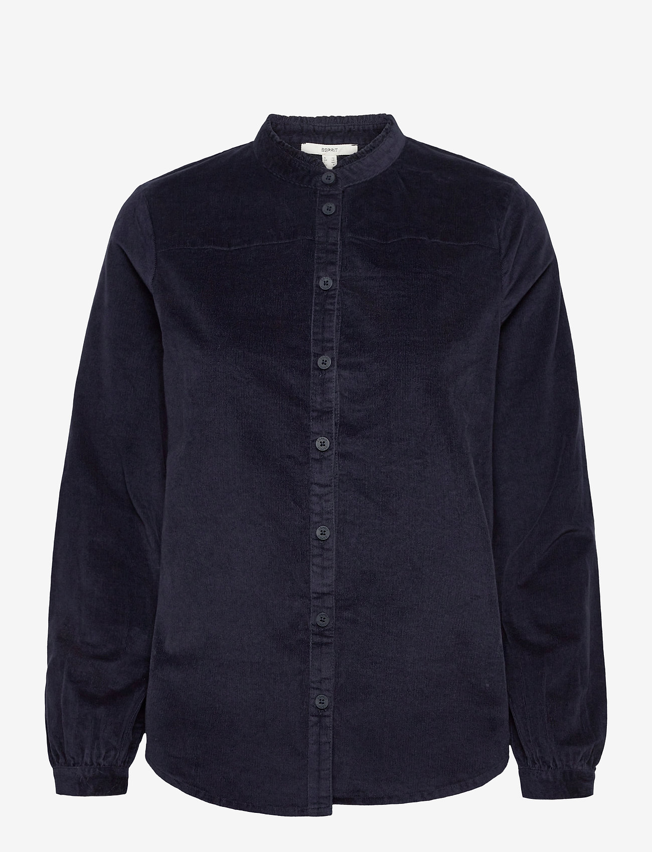 Needlecord blouse with ruffles, organic cotton - NAVY