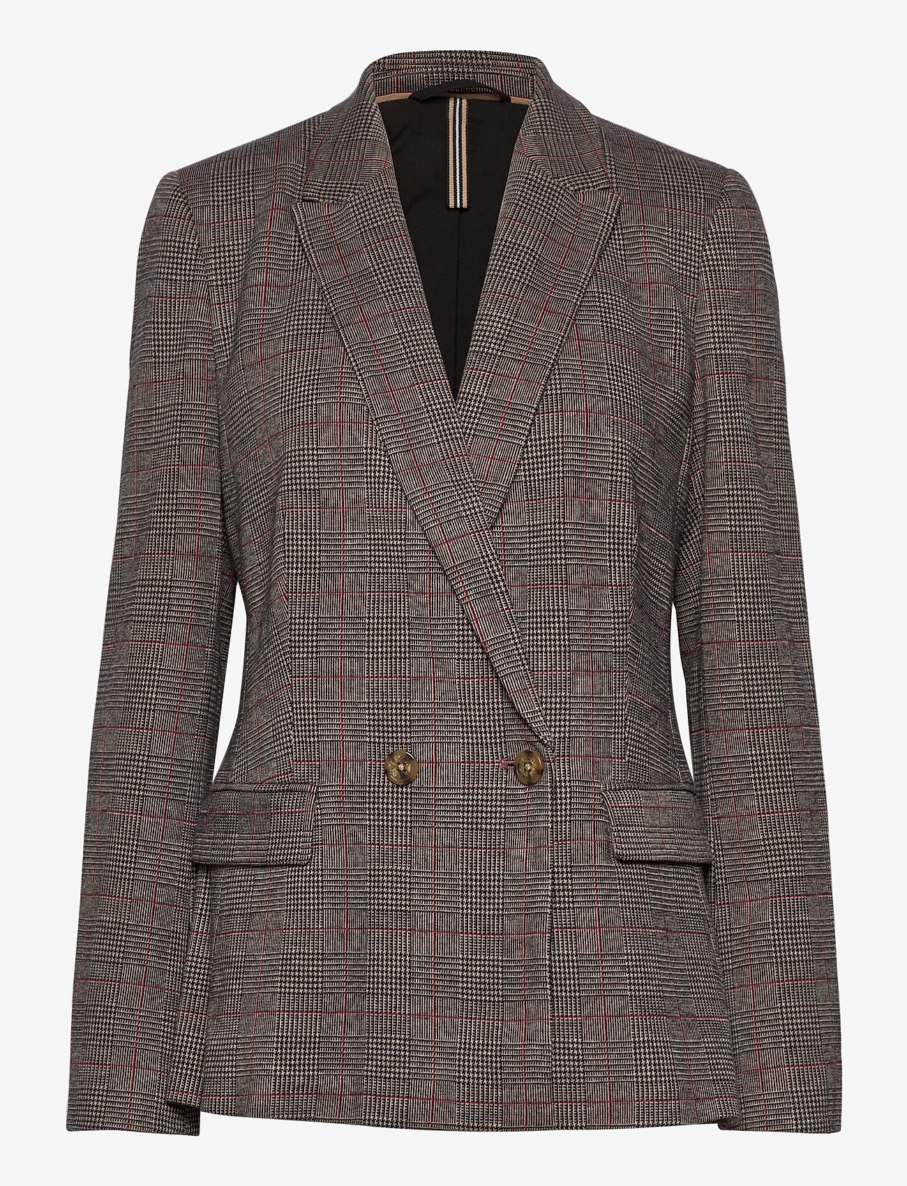 Esprit Casual - Double-breasted blazer with a Prince of Wales check pattern - camel - 0