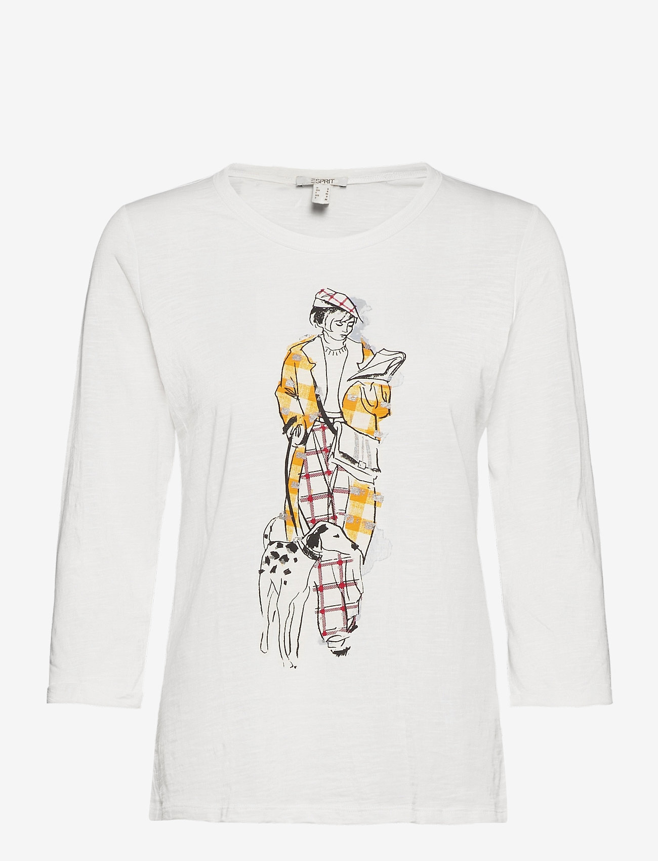 Print long sleeve top, 100% organic cotton - OFF WHITE