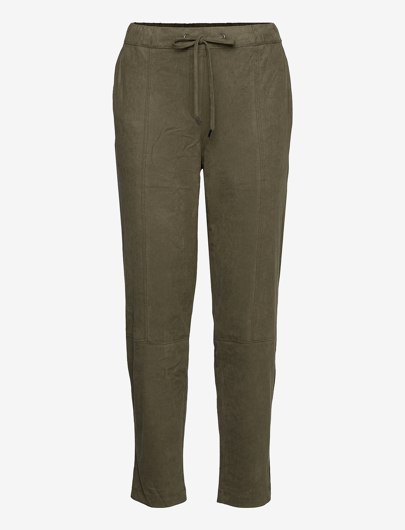 Esprit Casual - Faux suede tracksuit bottoms - straight leg trousers - dark khaki - 0