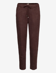 Faux suede tracksuit bottoms - RUST BROWN