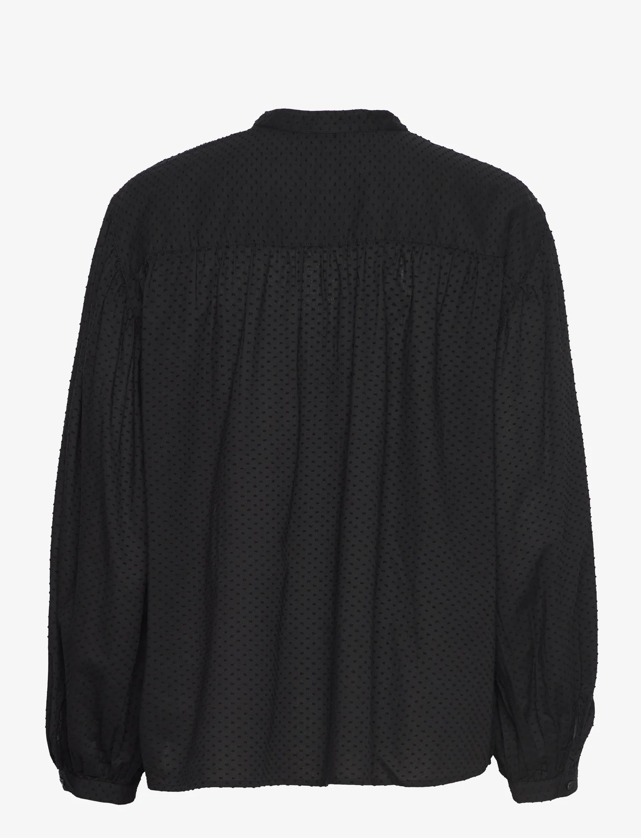 Esprit Casual - Dobby texture blouse - langärmlige blusen - black - 1