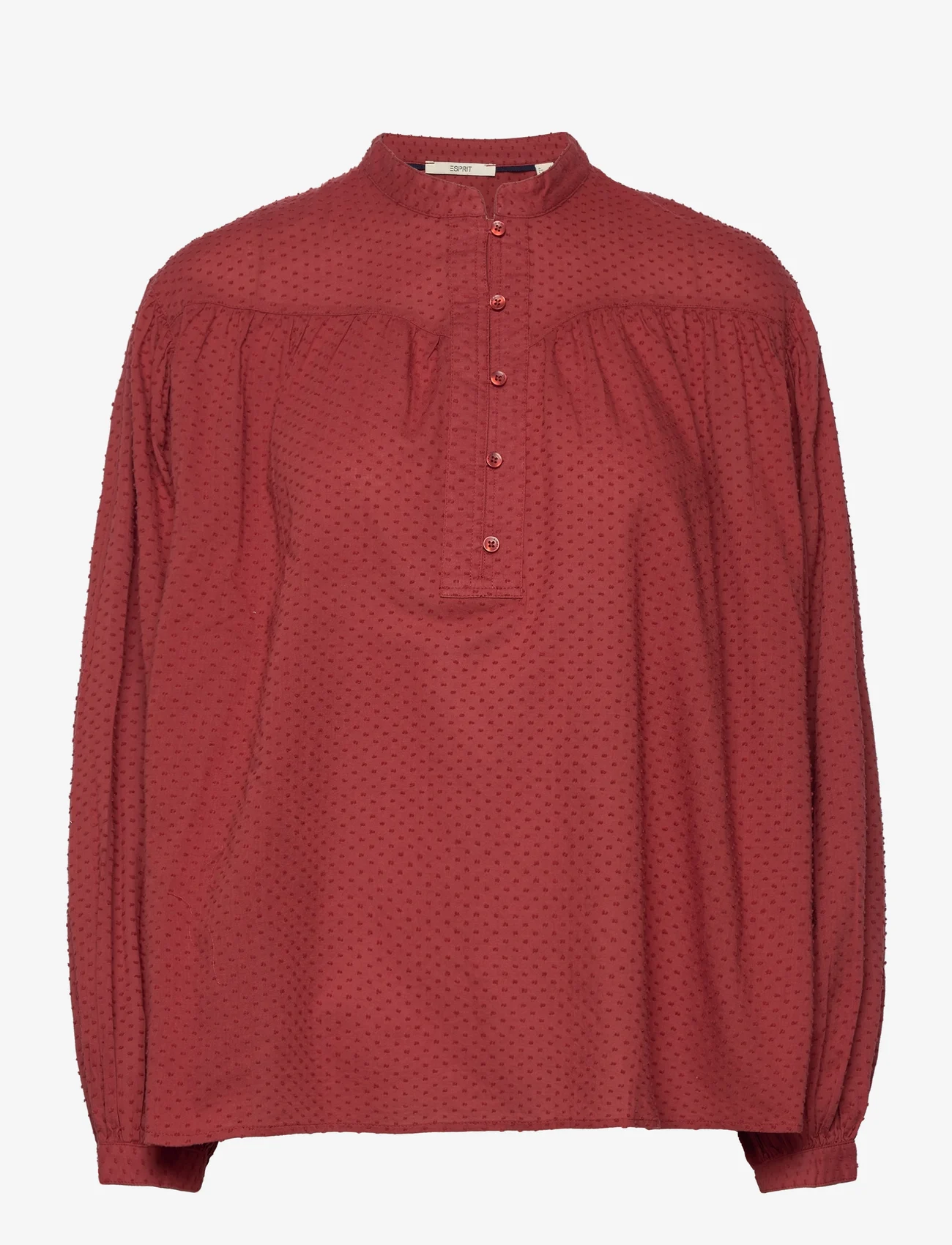 Esprit Casual - Dobby texture blouse - long-sleeved blouses - terracotta - 0