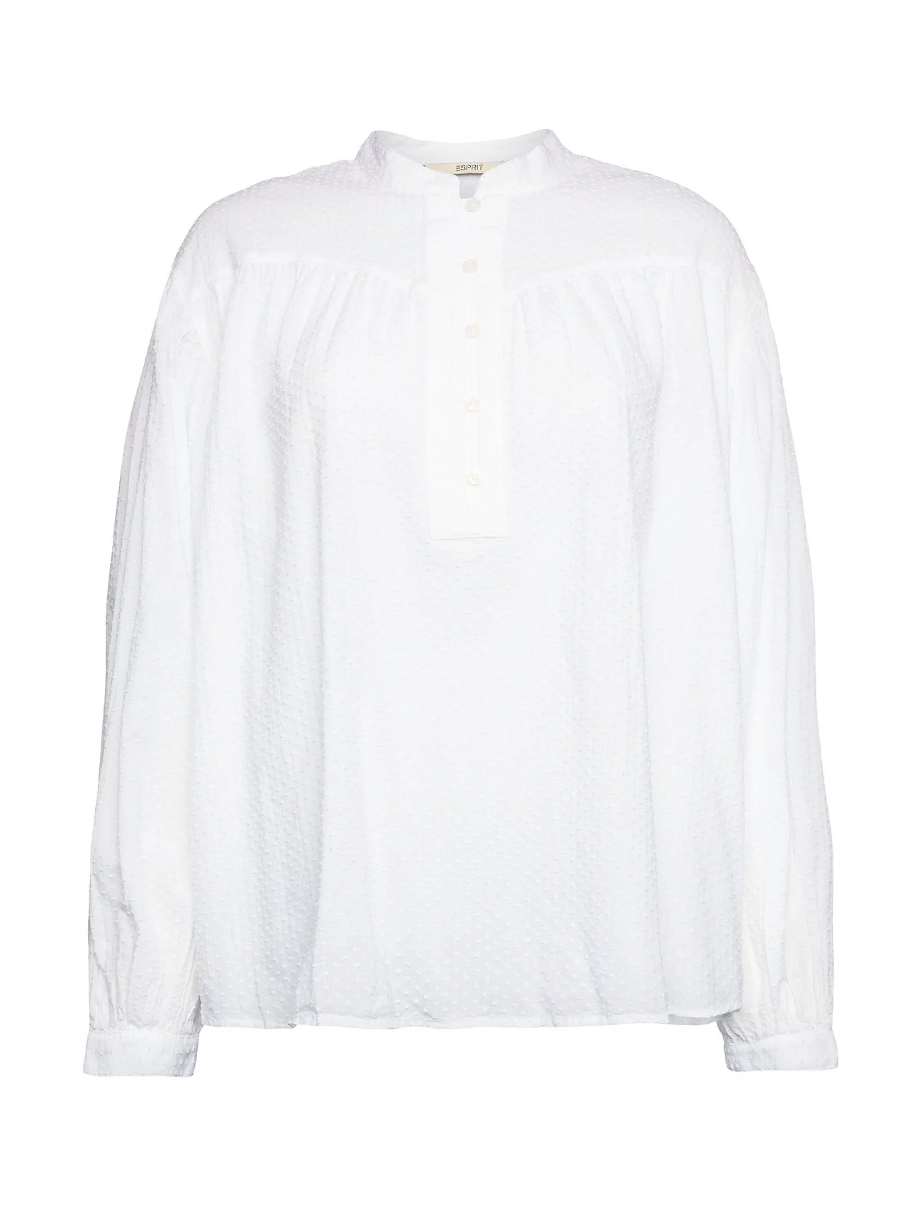 Esprit Casual - Dobby texture blouse - langärmlige blusen - white - 0