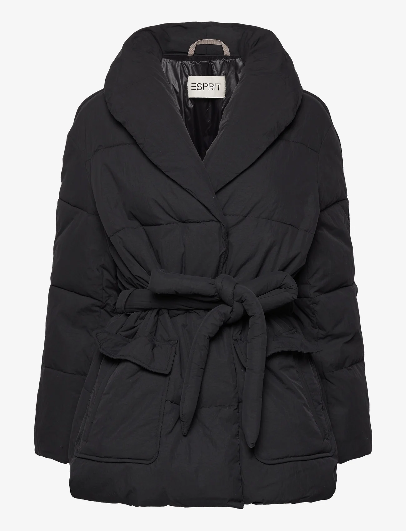 Esprit Casual - Quilted puffer jacket with belt - talvitakit - black - 0