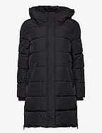 Quilted coat with rib knit details - BLACK