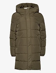Esprit Casual - Quilted coat with rib knit details - winter jackets - dark khaki - 0