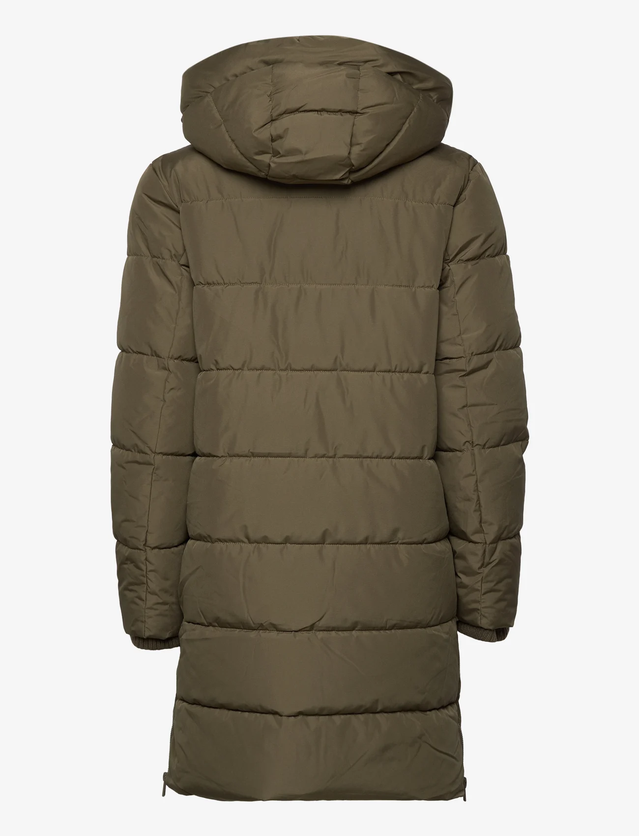 Esprit Casual - Quilted coat with rib knit details - winter jackets - dark khaki - 1