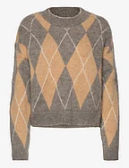 Argyle wool blend jumper - SAND 4