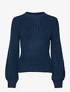 Cable knit jumper, wool blend - PETROL BLUE 5