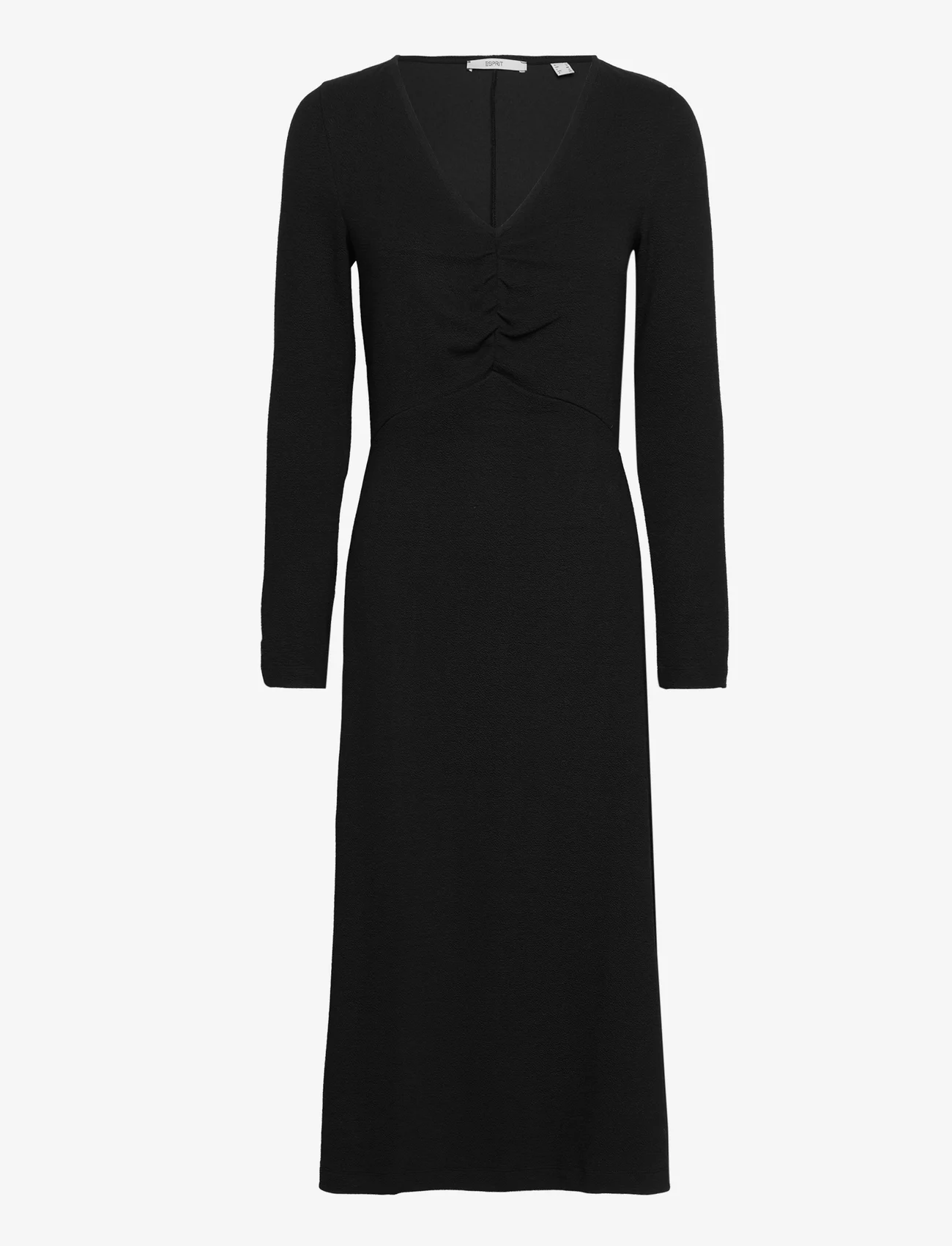 Esprit Casual - V-necked midi dress - sukienki dzianinowe - black - 0