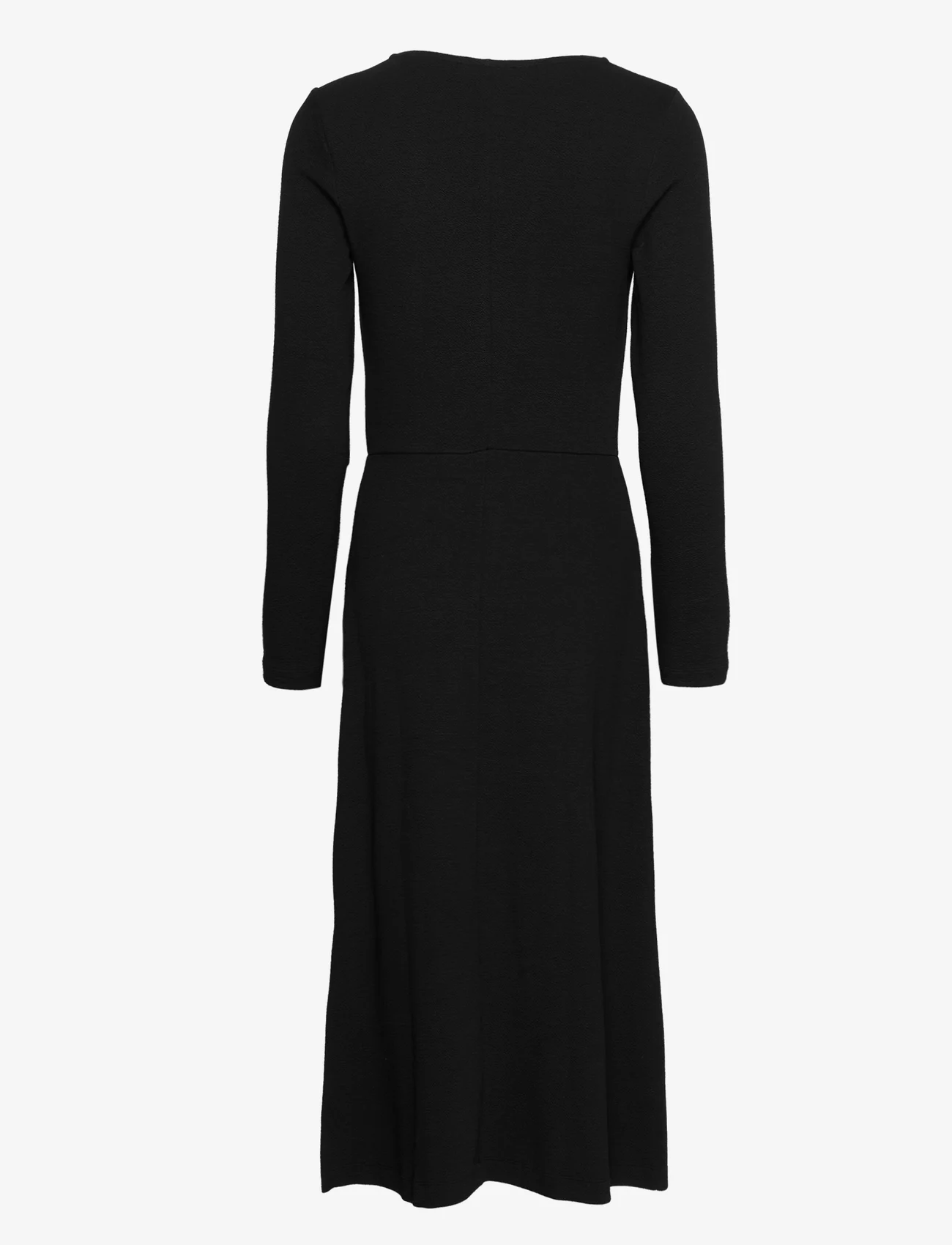 Esprit Casual - V-necked midi dress - knitted dresses - black - 1
