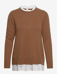 Wool blend: layered-effect jumper - TOFFEE