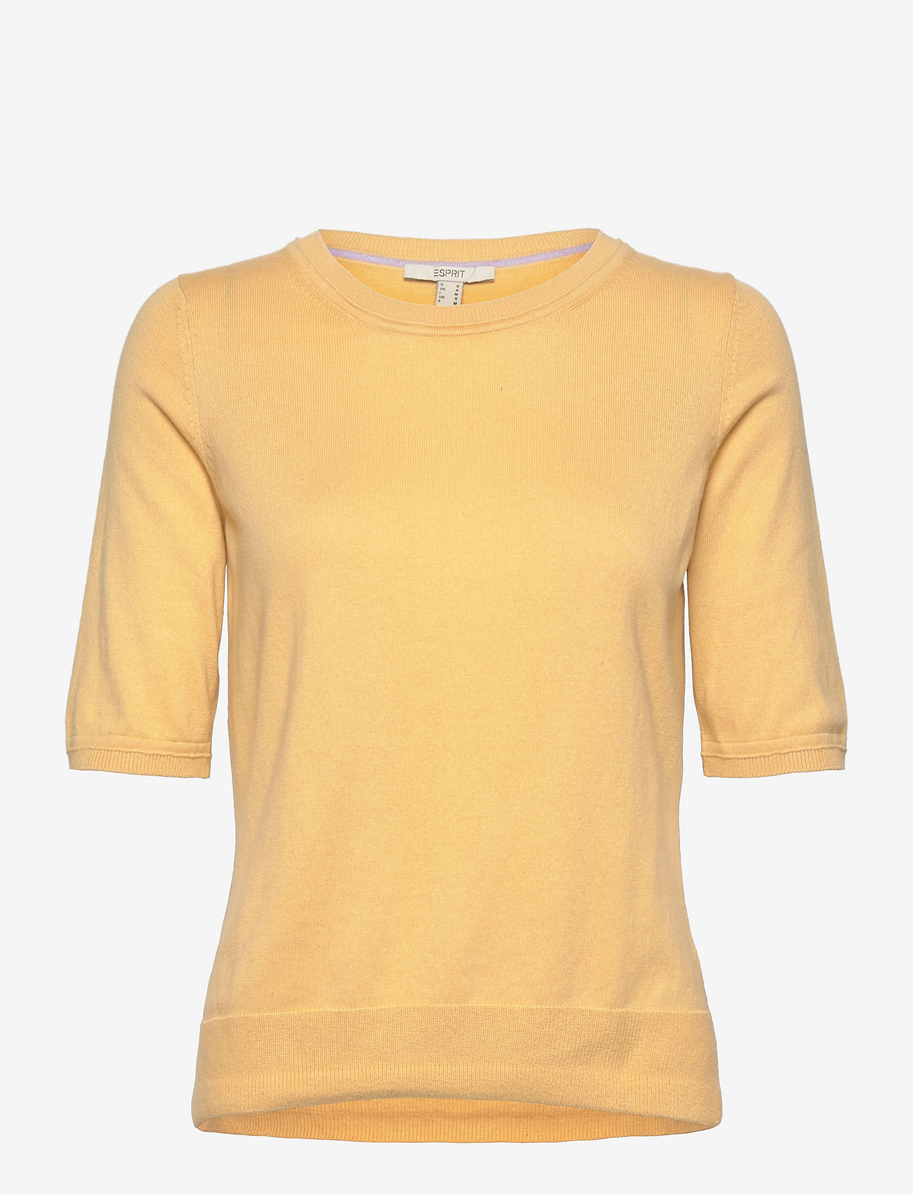 Esprit Casual - Short sleeve jumper, organic cotton blend - dusty yellow - 0