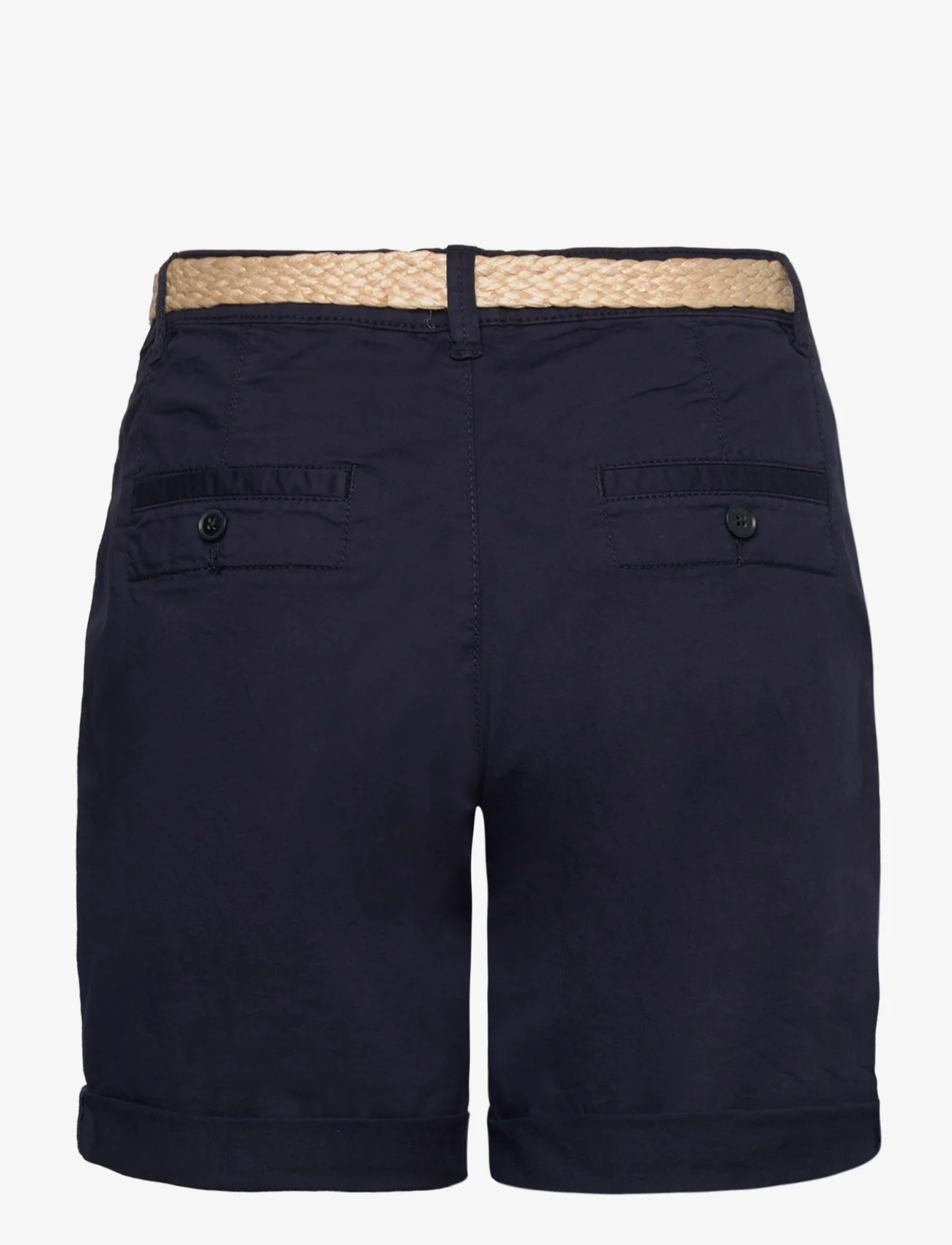 Esprit Casual - Shorts with braided raffia belt - chino shorts - navy - 1