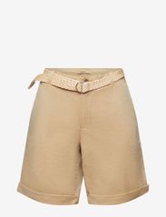 Esprit Casual - Shorts with braided raffia belt - chino lühikesed püksid - sand - 0