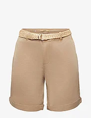 Esprit Casual - Shorts with braided raffia belt - chino lühikesed püksid - taupe - 0