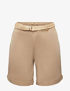 Shorts with braided raffia belt, Esprit Casual