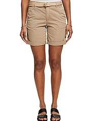 Esprit Casual - Shorts with braided raffia belt - chino shorts - taupe - 1