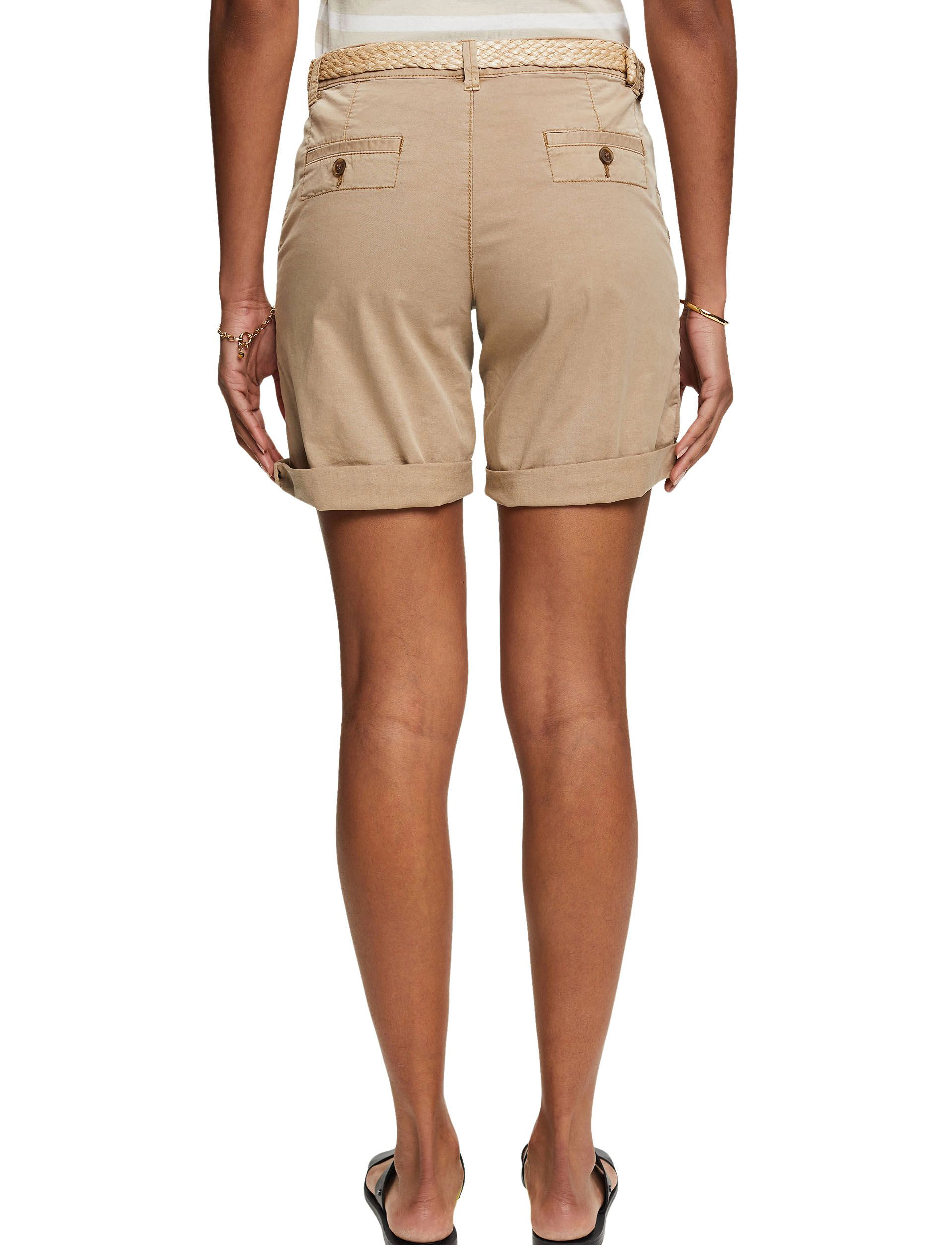 Esprit Casual - Shorts with braided raffia belt - taupe - 2