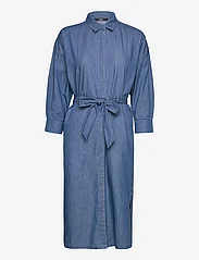 Esprit Collection - Cotton denim midi dress with tie belt - sukienki dżinsowe - blue medium wash - 0