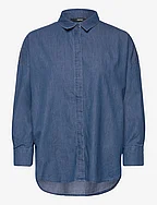 Cotton denim blouse - BLUE MEDIUM WASH