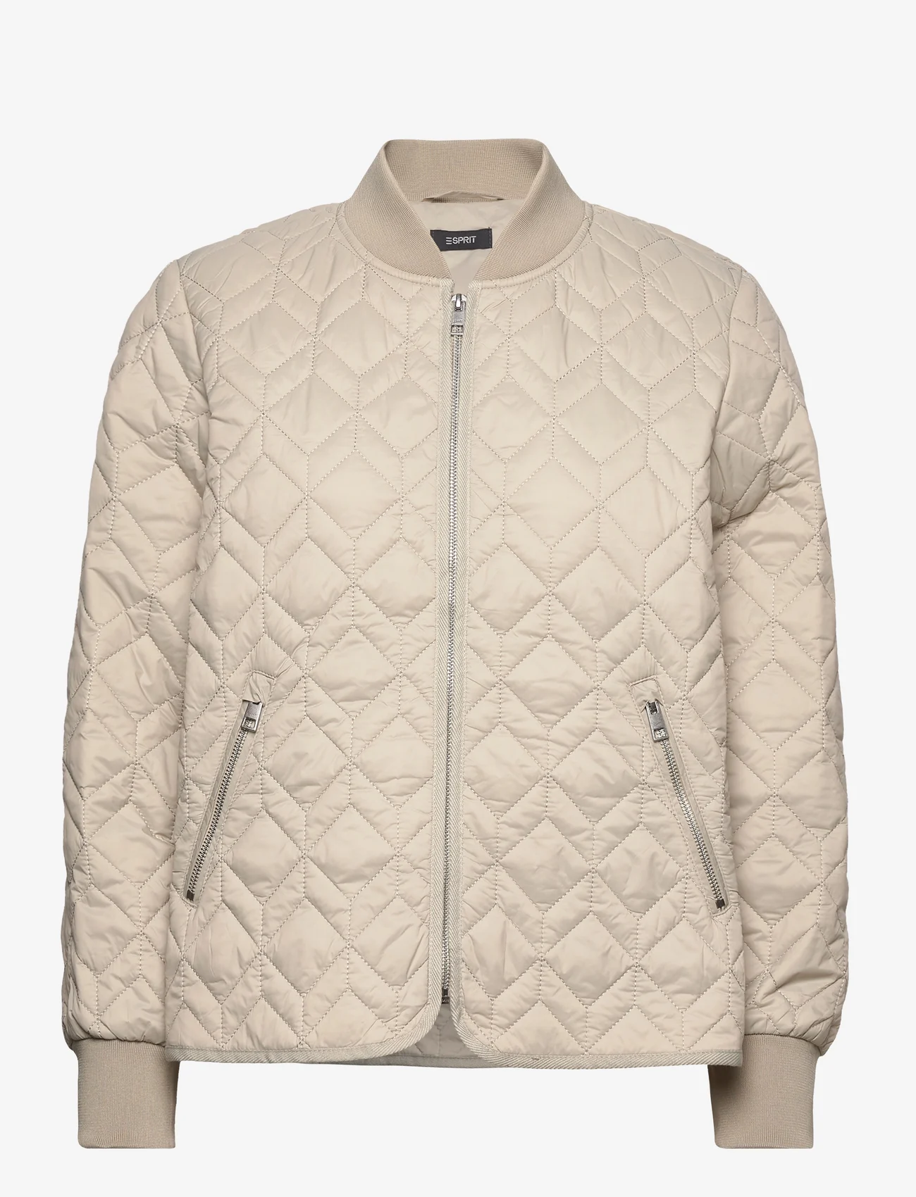 Esprit Collection - Quilted jacket with rib knit collar - forårsjakker - light taupe - 0