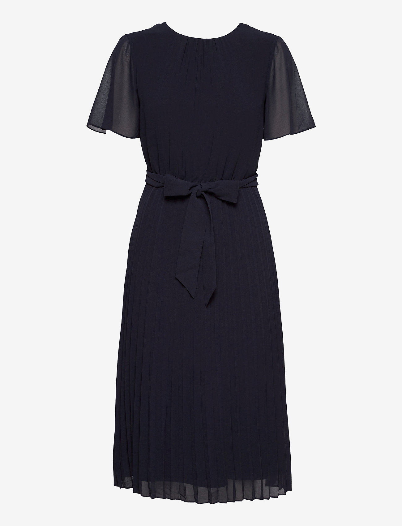 Recycled: pleated chiffon dress - NAVY