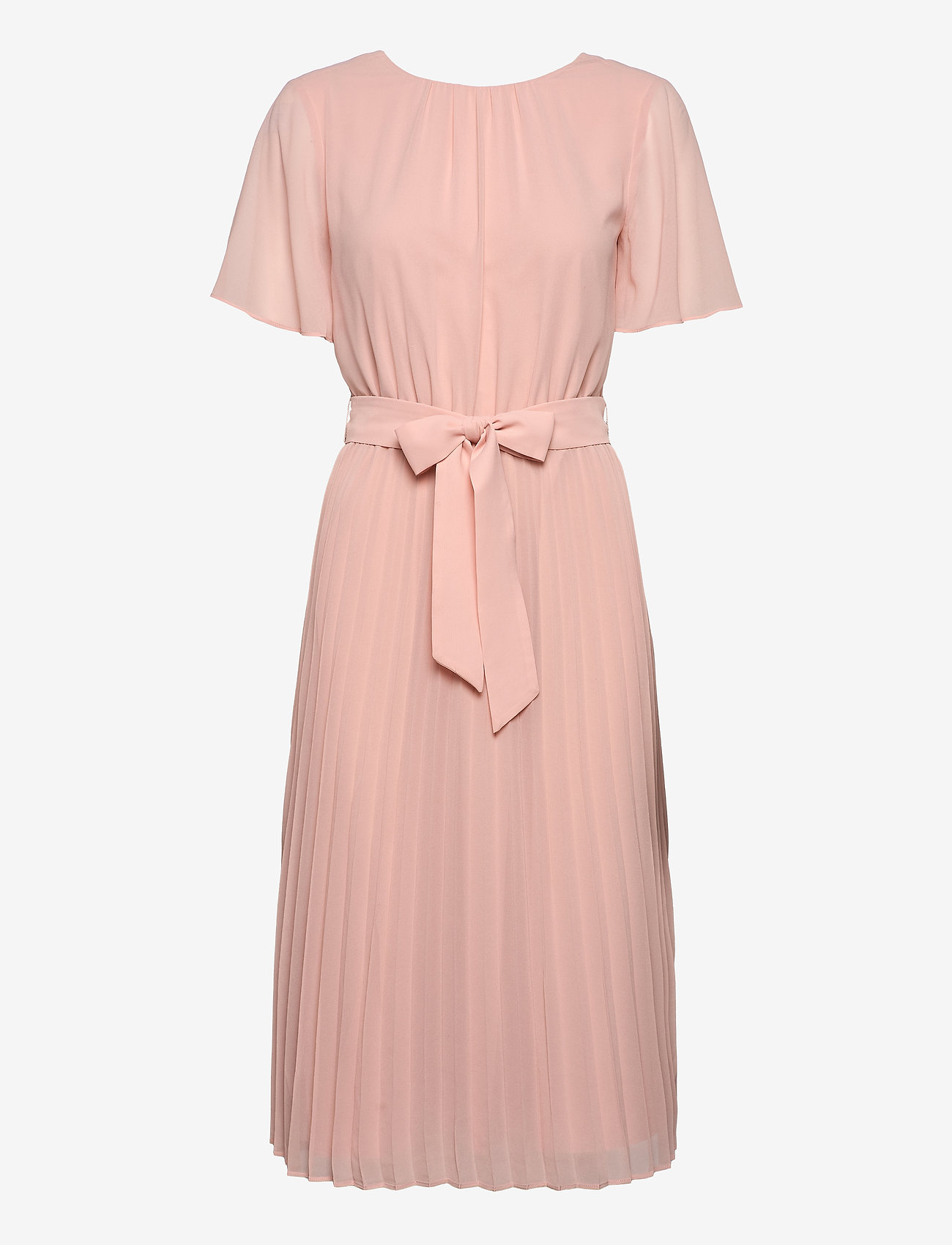 Recycled: pleated chiffon dress - NUDE