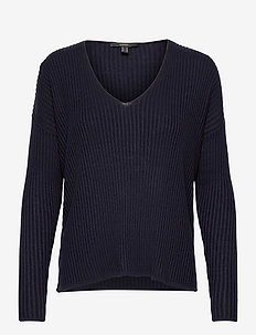 Made of TENCEL™/wool: ribbed V-neck jumper, Esprit Collection