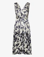 Crinkle satin midi dress with floral print - BLACK 3
