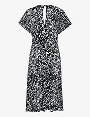 Esprit Collection - V-neck jersey dress with all-over print - midimekot - black 3 - 0