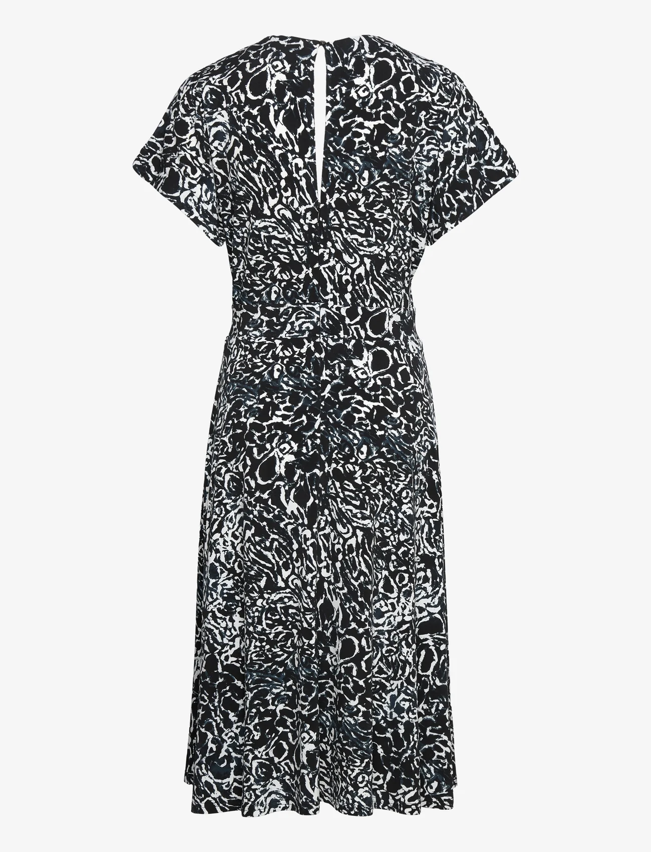 Esprit Collection - V-neck jersey dress with all-over print - midimekot - black 3 - 1