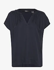 Esprit Collection - V-necked viscose blouse - t-shirts - navy - 0